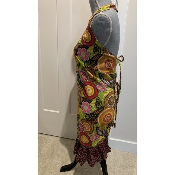 Pier 1 Imports Full Apron Multicolor Boho Floral Print Tie Waist Scoop Neck - Picture 4 of 7